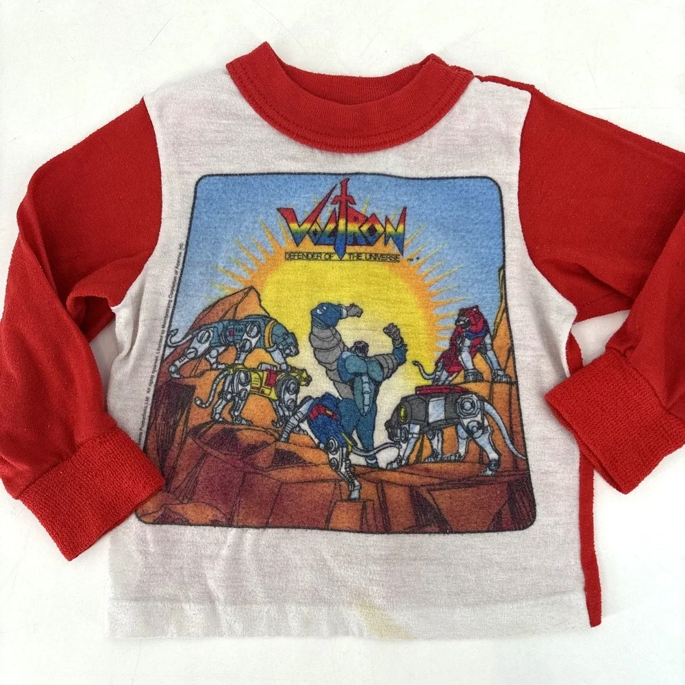 Vintage‎ Voltron Shirt Boys 2T-3T Pajama Top Cartoon Robot Graphic 80s Defender